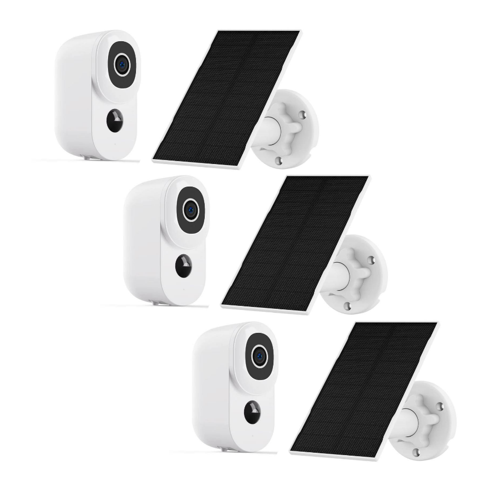 3x Security Camera with Solar Panel